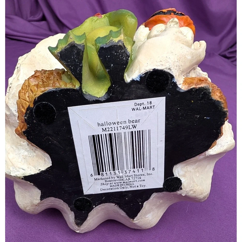 Vintage Bear Ghost SpiderCat Candy White Resin Figurine 8.5